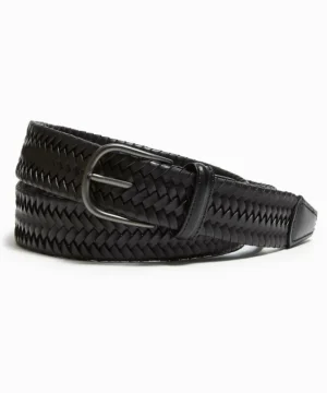Online Anderson's Woven Leather Belt in Black