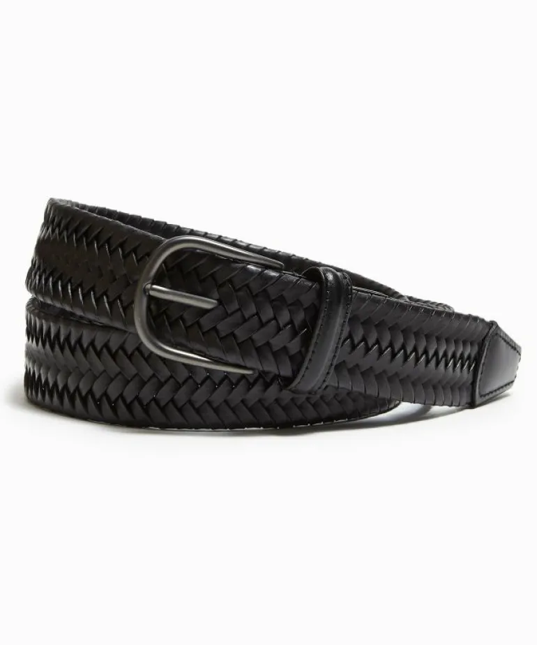 Online Anderson's Woven Leather Belt in Black