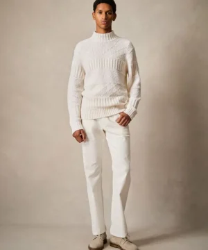 Hot Todd Snyder Aran Funnel Neck Sweater in Bisque White
