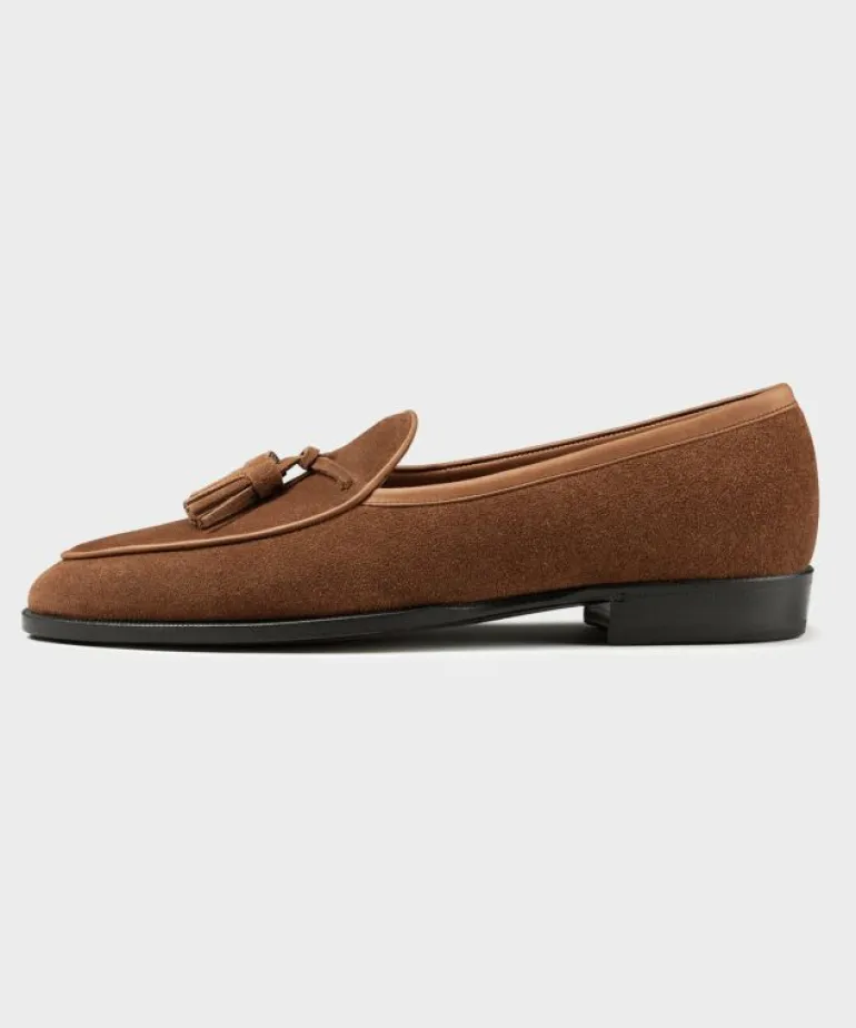 Shop Baudoin & Lange Exclusive Seine Tassel Loafer Earth Glove Brown