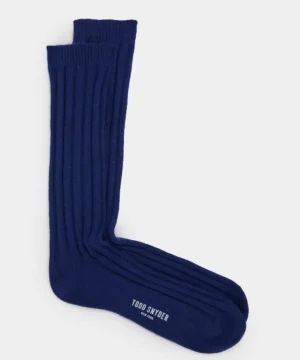 Cheap Todd Snyder Cashmere Solid Sock in Navy Blue