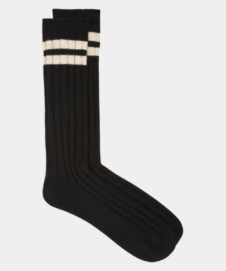 Store Todd Snyder Cashmere Striped Socks in Black