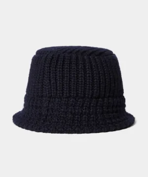 Online Câbleami Knit Bucket Hat in Navy Blue