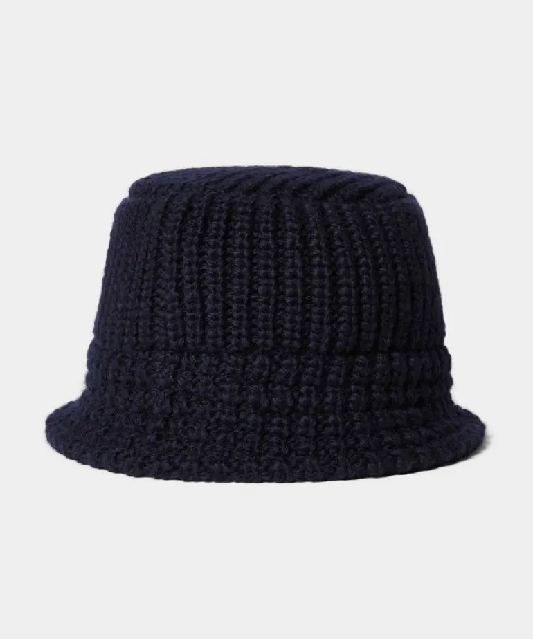 Online Câbleami Knit Bucket Hat in Navy Blue