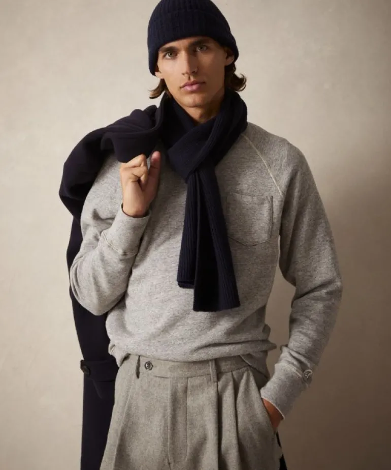New Todd Snyder + Champion Champion Midweight Pocket Sweatshirt in Antique Mix Grey