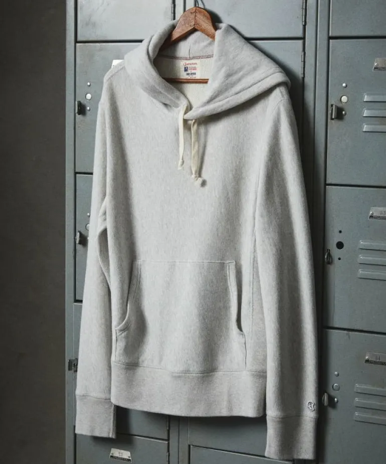 Outlet Todd Snyder + Champion Champion Midweight Popover Hoodie Sweatshirt in Antique Mix Grey