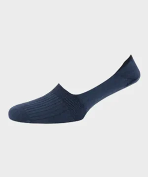 Fashion Corgi Rib Mercerized Cotton Invisible Sock in Navy Blue