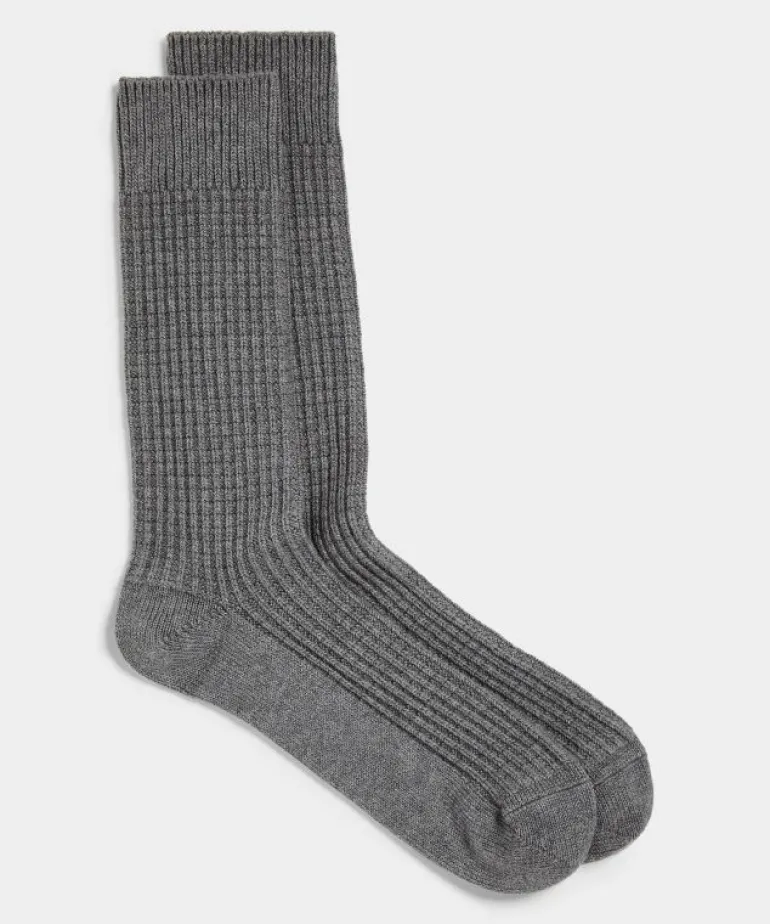 New Todd Snyder Cotton Waffle Sock in Grey
