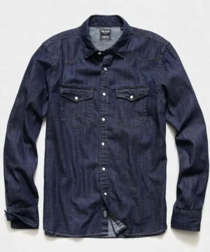 Cheap Todd Snyder Denim Western Long Sleeve Shirt in Indigo Blue