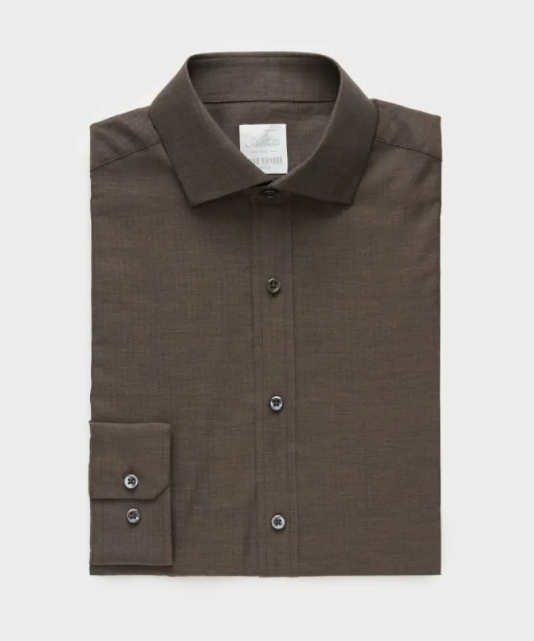 Cheap Todd Snyder Flannel Spread Collar Dress Shirt in Brown