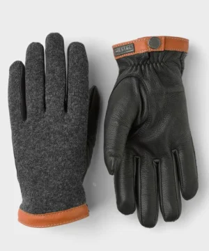Outlet Hestra Deerskin Wool Tricot in Charcoal Grey