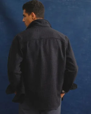 Best Sale Todd Snyder Houndstooth Cashmere Shirt Jacket in Navy Blue