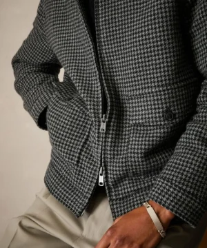 Best Sale Todd Snyder Houndstooth Flight Jacket in Charcoal Black