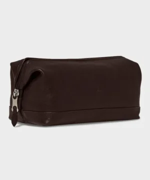 Cheap Il Bisonte Leather Dopp Kit in Caffe Brown