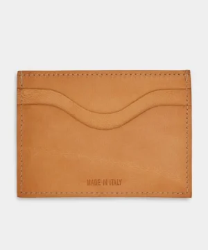 New Il Bisonte Salina Leather Card Holder in Natural White