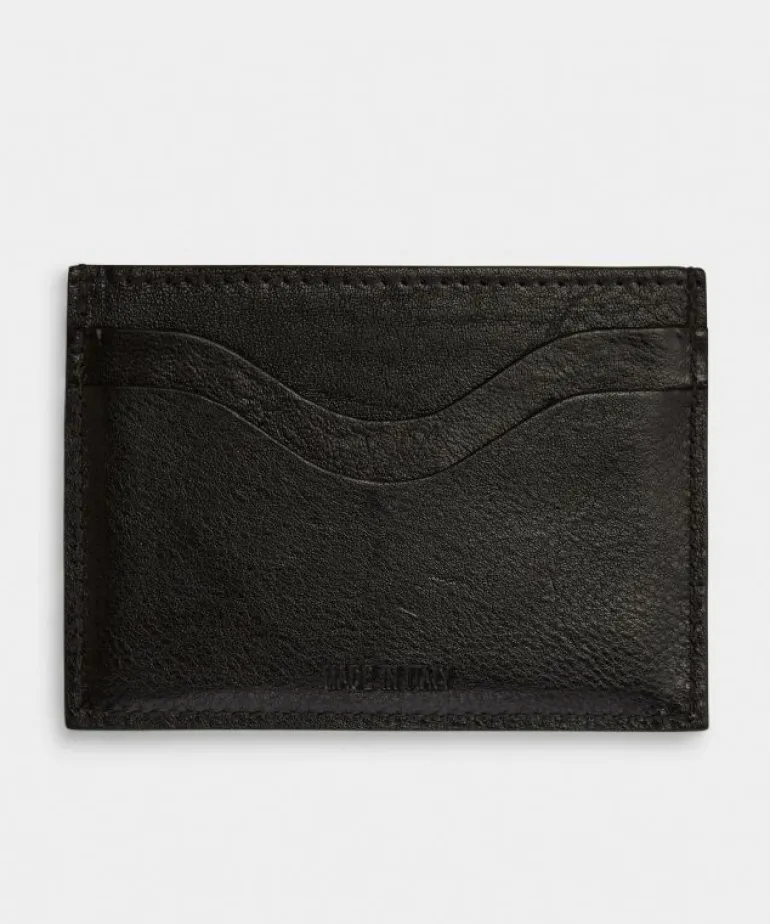 Hot Il Bisonte Salina Leather Card Holder in Black