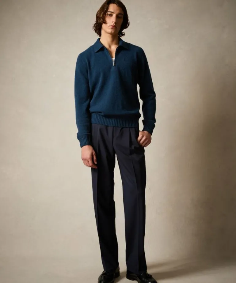 Store Todd Snyder Italian Cashmere Half-Zip Sweater in Navy Blue