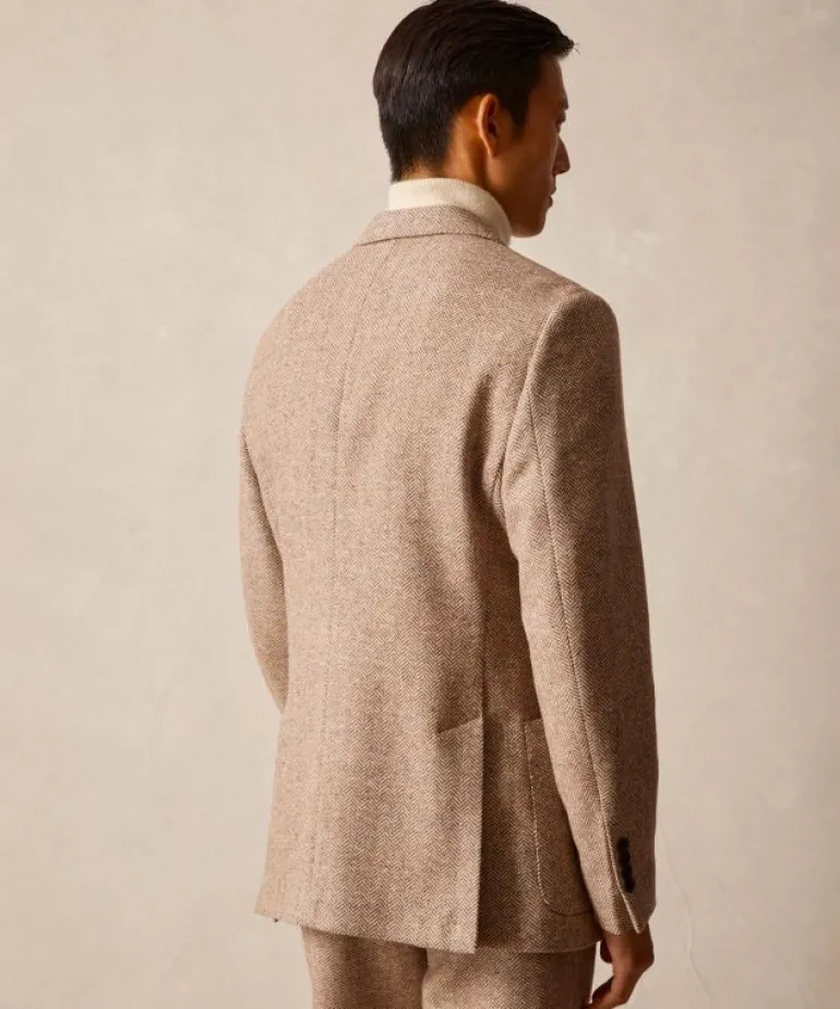 New Todd Snyder Italian Donegal Madison Jacket in Tan Herringbone Blue
