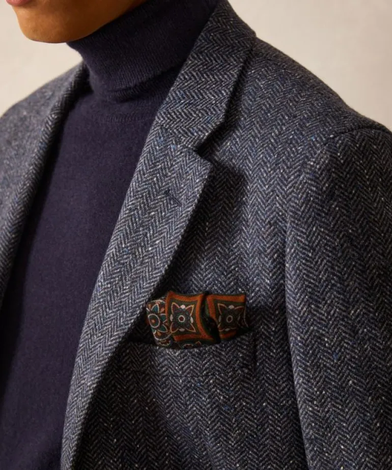 New Todd Snyder Italian Donegal Sutton Jacket in Steel Herringbone Blue