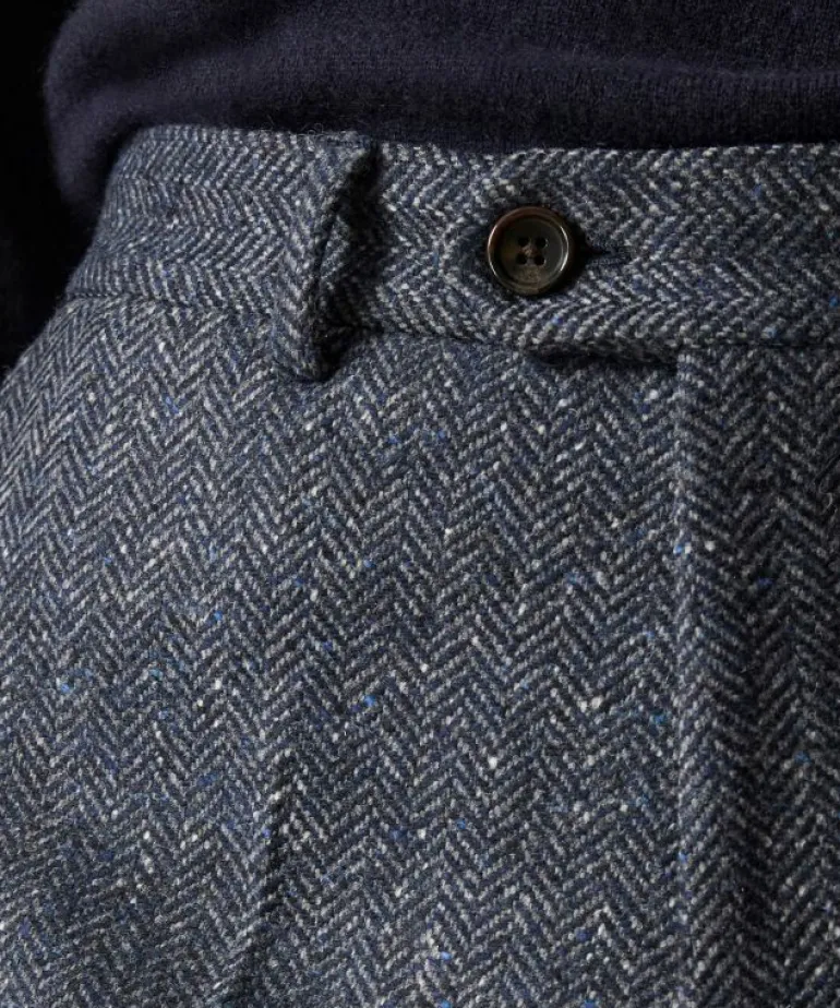 Store Todd Snyder Italian Donegal Sutton Trouser in Steel Herringbone Blue