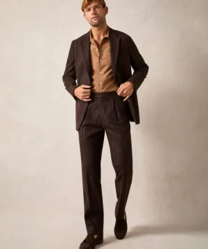 Clearance Todd Snyder Italian Flannel Madison Jacket in Brown Pinstripe Blue