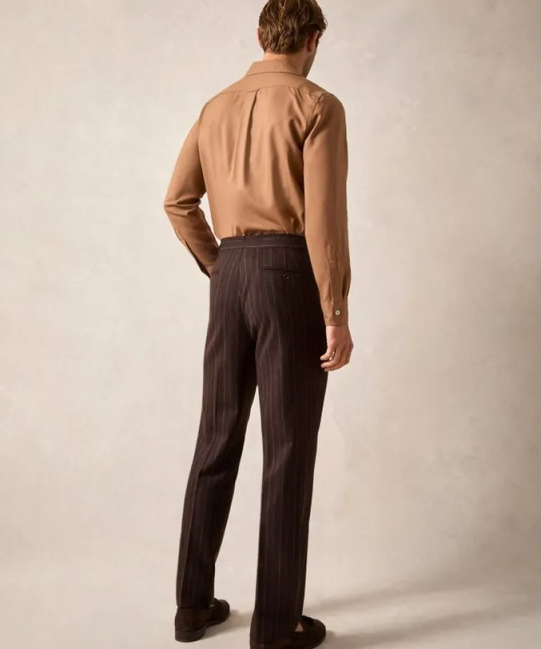 Cheap Todd Snyder Italian Flannel Side Tab Trouser in Pinstripe Brown