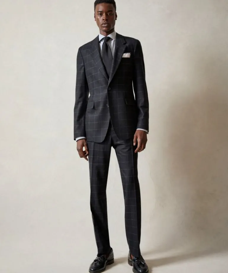 Best Sale Todd Snyder Italian Flannel Sutton Trouser in Windowpane Black