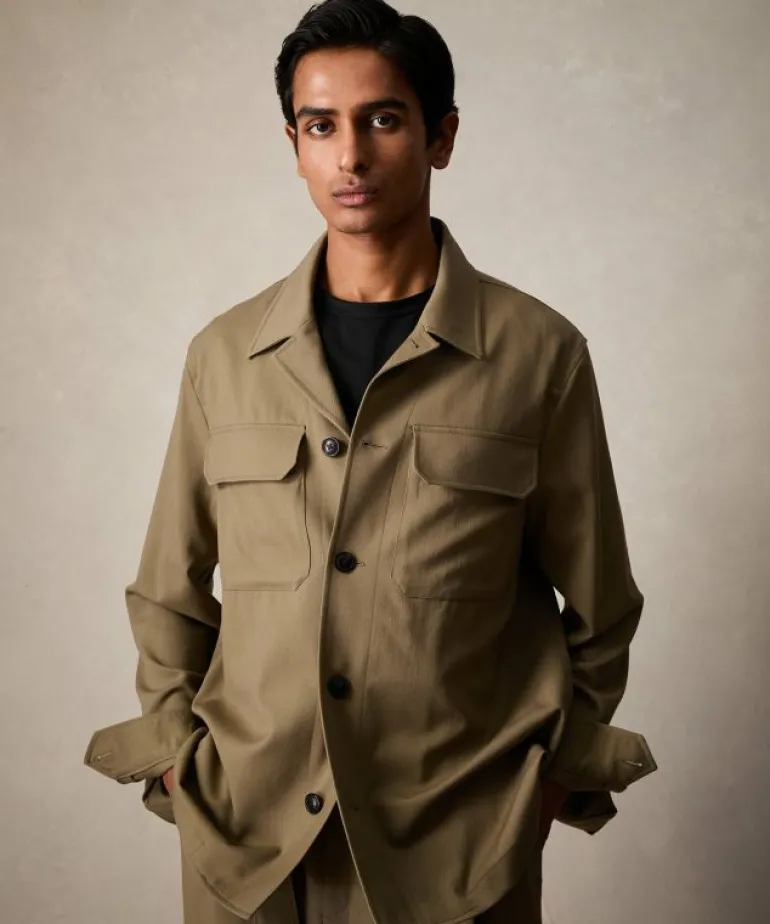 Sale Todd Snyder Italian Gabardine Two-Pocket Overshirt in Mushroom White