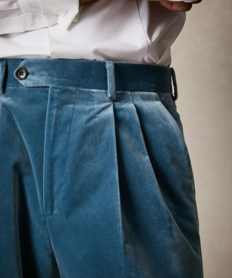 Fashion Todd Snyder Italian Relaxed Velvet Tuxedo Trouser in Turquoise Green