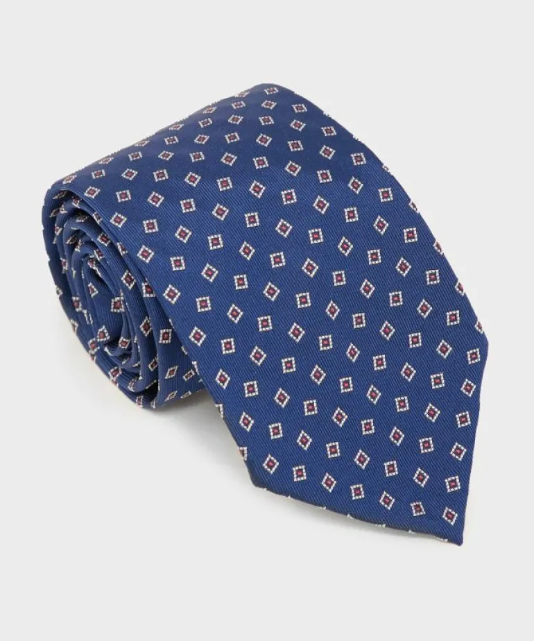 Outlet Todd Snyder Italian Silk Tie in Navy Squares Blue