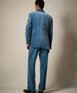 Shop Todd Snyder Italian Velvet Double Breasted Shawl Jacket in Turquoise Green
