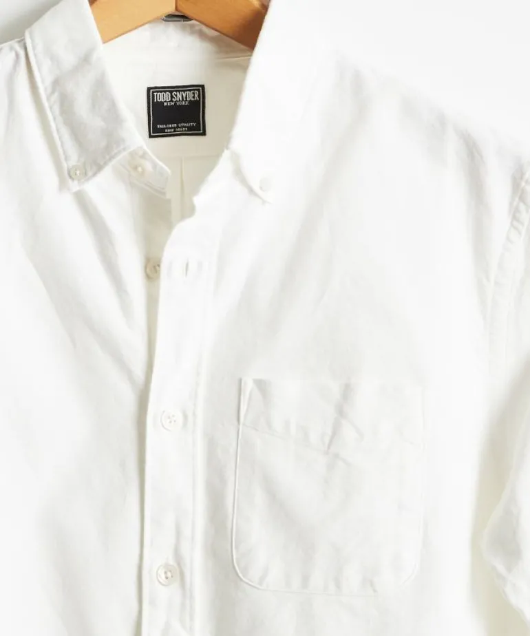 Outlet Todd Snyder Japanese Selvedge Oxford Button Down Shirt in White