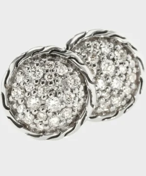 Fashion John Hardy Sterling Silver Carved Chain Stud Earring with Diamonds Multi