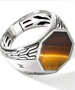Online John Hardy Sterling Silver Octagon Signet Ring with Tiger Eye Multi