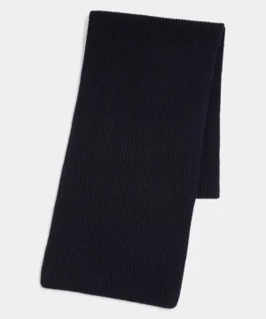 Cheap Joshua Ellis Rib Knit Cashmere Scarf in Midnight Navy Blue