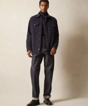 New Todd Snyder Knit Military Shirt in Navy Blue