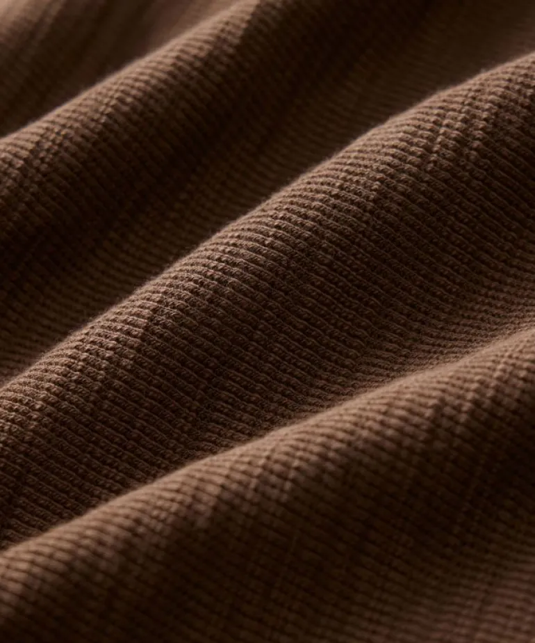 Cheap Todd Snyder Lightweight Mini Waffle Henley in Toasted Brown