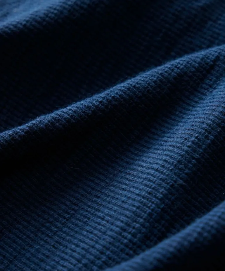 Clearance Todd Snyder Lightweight Mini Waffle Henley in Classic Navy Blue