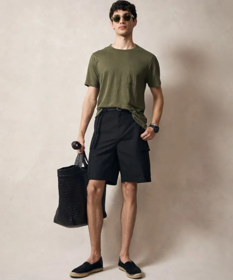 Outlet Todd Snyder Linen Jersey Pocket Tee in Tent Green
