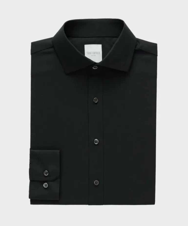 Best Todd Snyder Merino Spread Collar Dress Shirt in Pitch Black