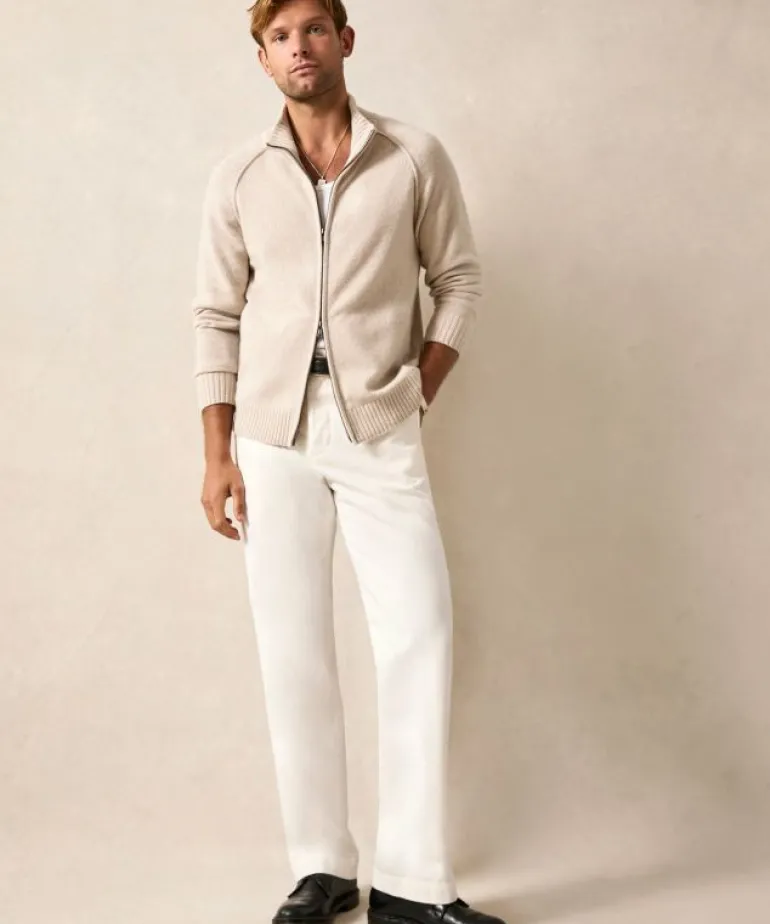 Flash Sale Todd Snyder Nomad Cashmere Full-Zip Sweater in Bisque White