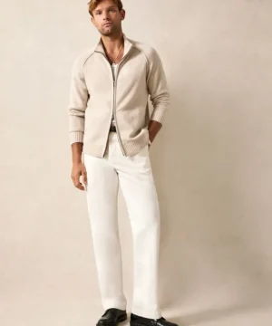 Flash Sale Todd Snyder Nomad Cashmere Full-Zip Sweater in Bisque White