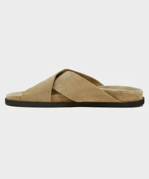 Store Todd Snyder Nomad Suede Crossover Sandal in Sand Brown