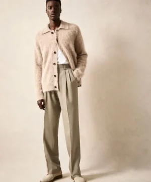 New Todd Snyder Over-Brushed Mohair Sweater Jacket in Sand Stone Brown