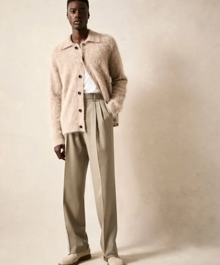 New Todd Snyder Over-Brushed Mohair Sweater Jacket in Sand Stone Brown