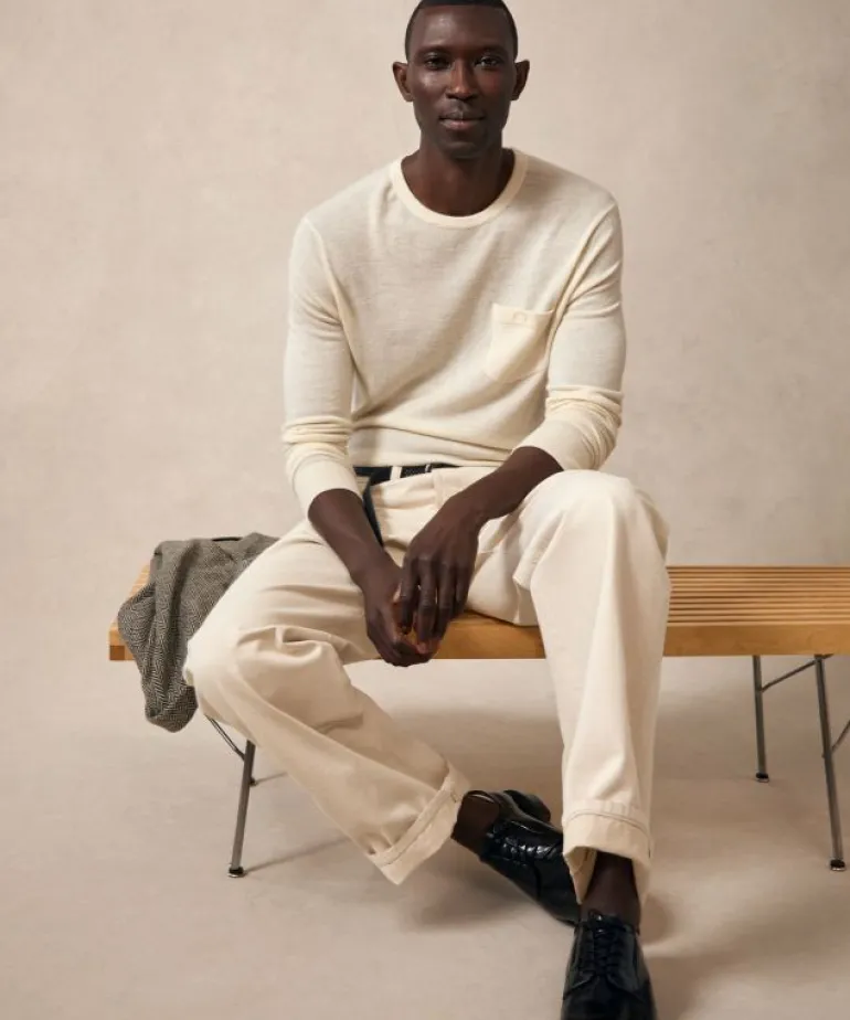 Best Todd Snyder Premium Cashmere Pocket Tee in Bisque White