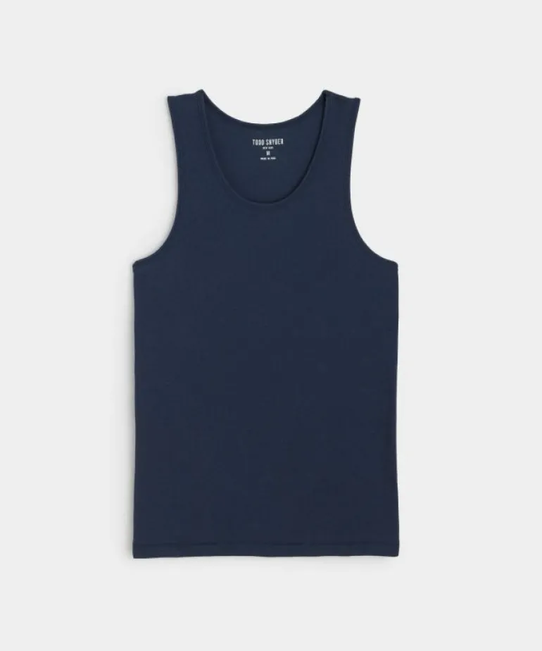 Shop Todd Snyder Ribbed Tank in Navy Blue