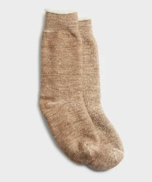 Online RoToTo Double Face Crew Sock in Camel Brown