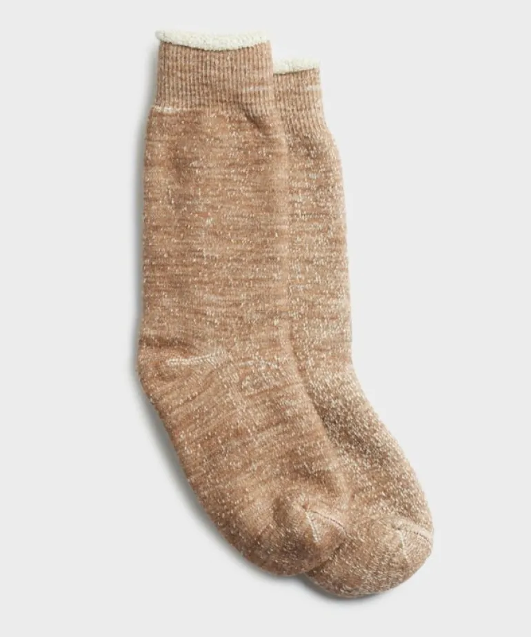 Online RoToTo Double Face Crew Sock in Camel Brown
