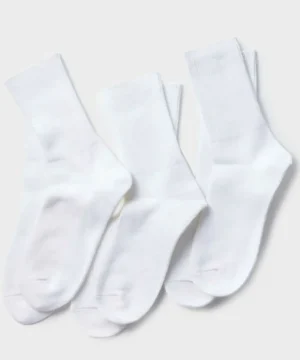 Discount RoToTo Organic Daily 3 Pack Ribbed Crew Socks in White